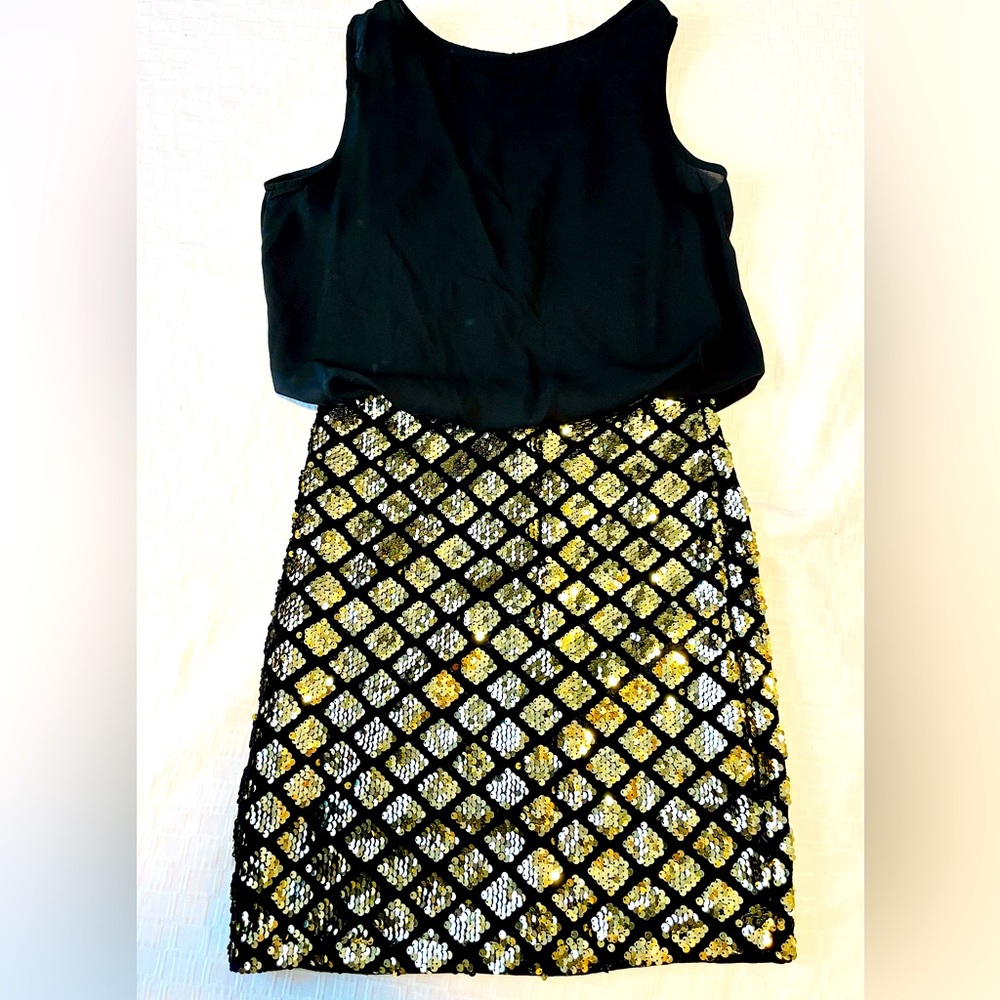 Gold + Black Sequin Dress